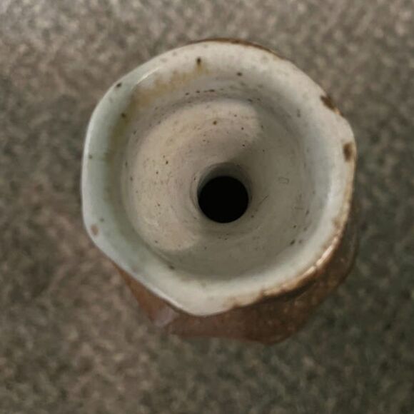 Vintage Jeff Bishoff Handmade Stoneware Pottery Vase Rustic Textured Georgia Art - Picture 9 of 9